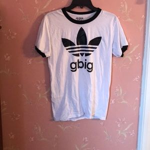 White and black adidas styles gbig shirt